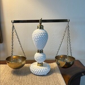 Mid Century Milk Glass Hobnail Decorative Scale Made in Japan